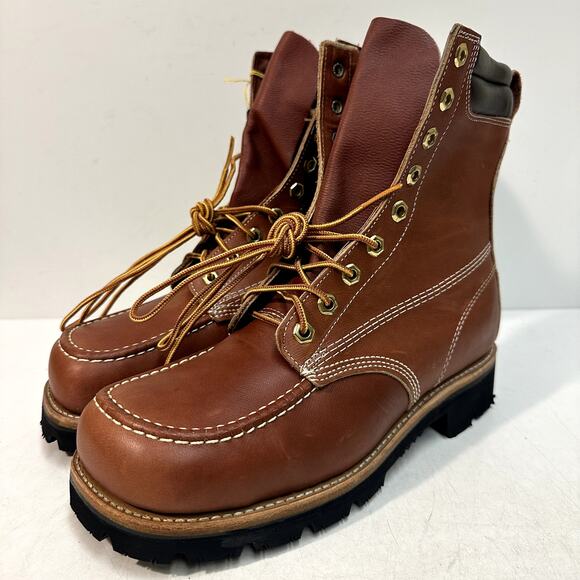 NWT VTG Knapp Boots 7" Moc Toe Steel Toe S. B. Foot Made in USA NOS 8.5 Wide EE - Picture 2 of 16